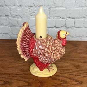 PartyLite Ceramic Turkey Candle Holder Thanksgiving Taper OR Tea light HTF!